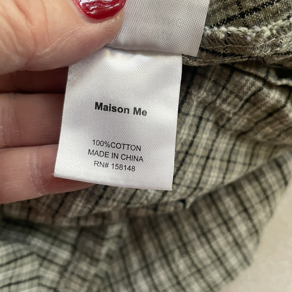 Maison Me Dress Girl 6Y Green Beige Plaid Homespun Cotton Smocked Cottagecore - Picture 6 of 7